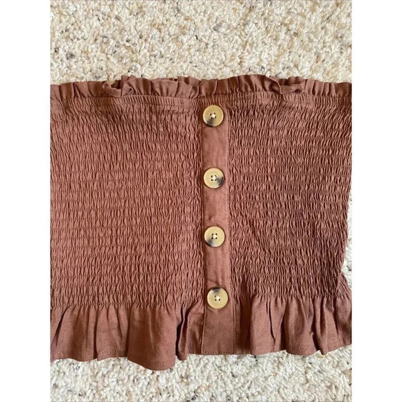 LA Hearts Tube Top Brown Button Size M Y2K - Picture 2 of 5